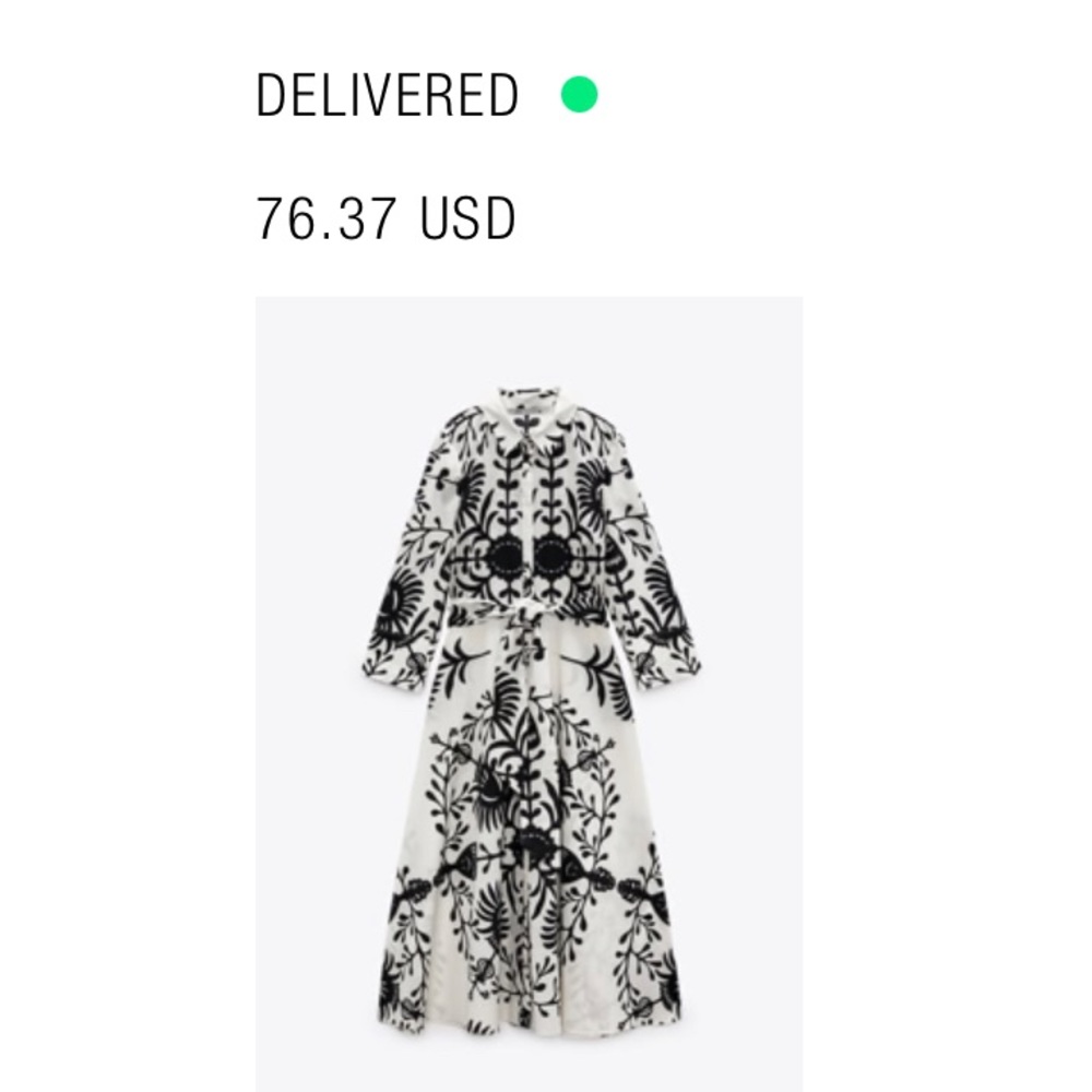 Zara Printed Shirt Dress Ecru Size Medium